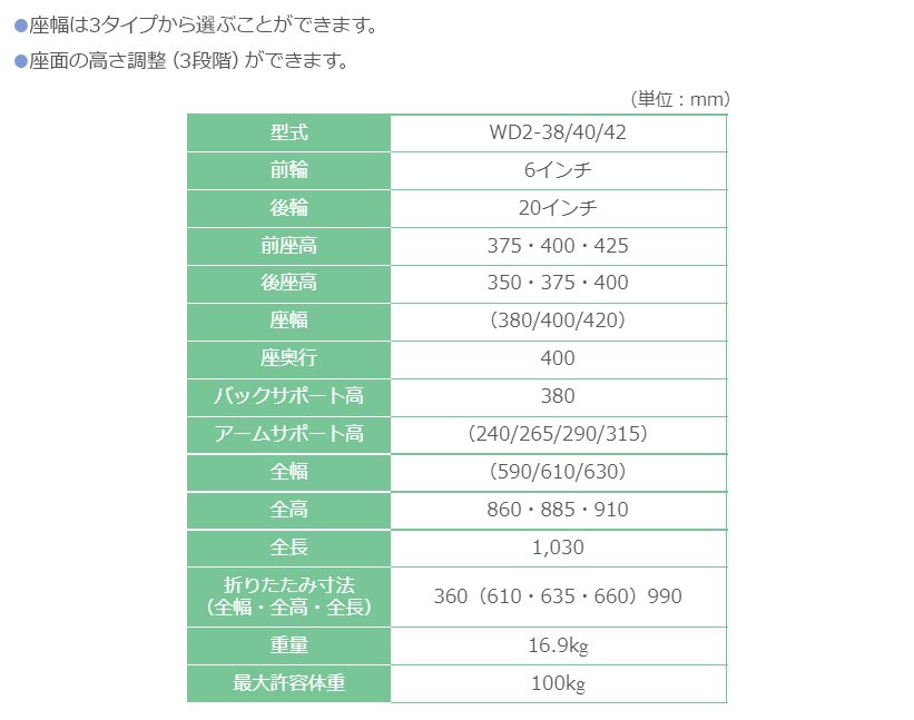 高品質新品 ピジョンタヒラ ウィングアップ WD2-42自走式 42 車いす