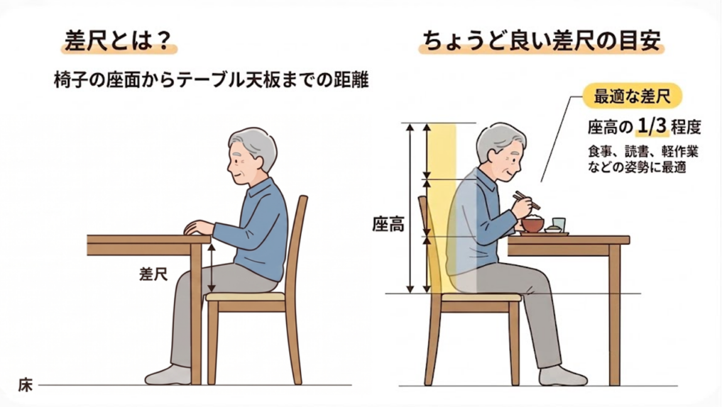 差尺 介護 食卓での姿勢 テーブルといす
